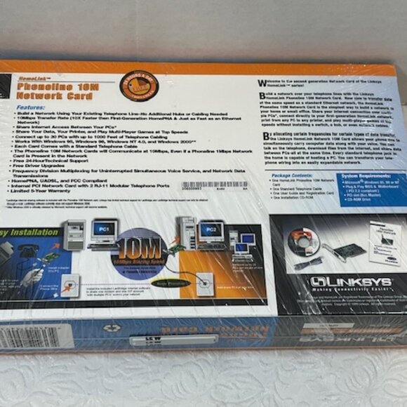 New Linksys HPN200 HomeLink Phoneline 10M Network Card - Picture 2 of 8